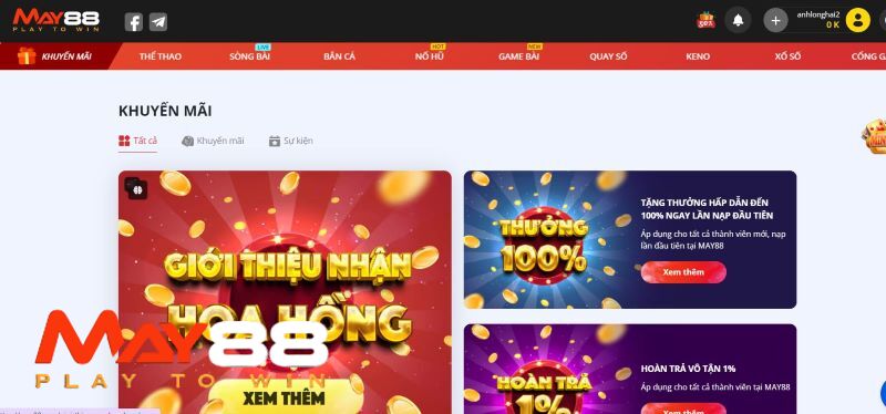 Ưu đãi hấp dẫn tại sòng bạc nhà cái May88